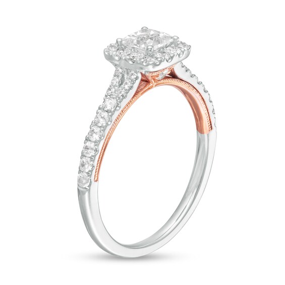 1 CT. T.w. GIA-Graded Princess-Cut Diamond Frame Engagement Ring in 14K Two-Tone Gold (I/Si2)