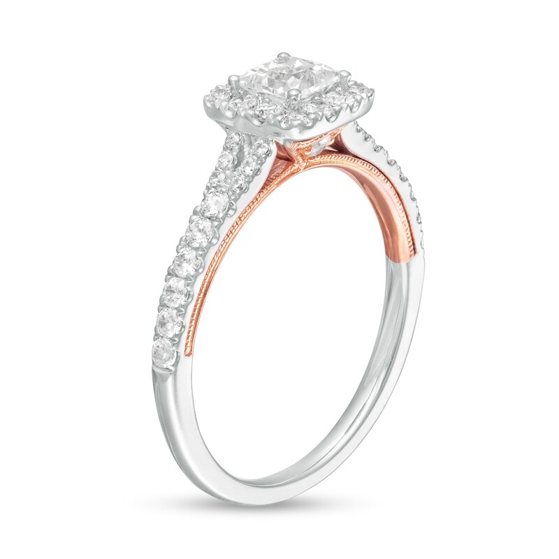 Main Image 3 of 1 CT. T.W. GIA-Graded Princess-Cut Diamond Frame Engagement Ring in 14K Two-Tone Gold (I/SI2)