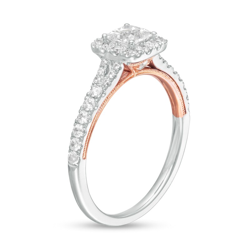 1 CT. T.W. GIA-Graded Princess-Cut Diamond Frame Engagement Ring in 14K Two-Tone Gold (I/SI2)