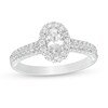 Thumbnail Image 1 of 1 CT. T.W. GIA-Graded Oval Diamond Frame Vintage-Style Engagement Ring in 14K White Gold (I/SI2)