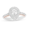 1-3/8 CT. T.W. GIA-Graded Pear-Shaped Diamond Double Frame Vintage-Style Engagement Ring in 14K Two-Tone Gold (I/VS2)
