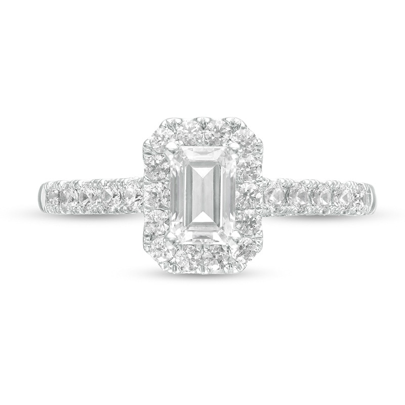 Main Image 4 of 1-1/4 CT. T.W. GIA-Graded Emerald-Cut Diamond Frame Engagement Ring in 14K White Gold (I/VS2)