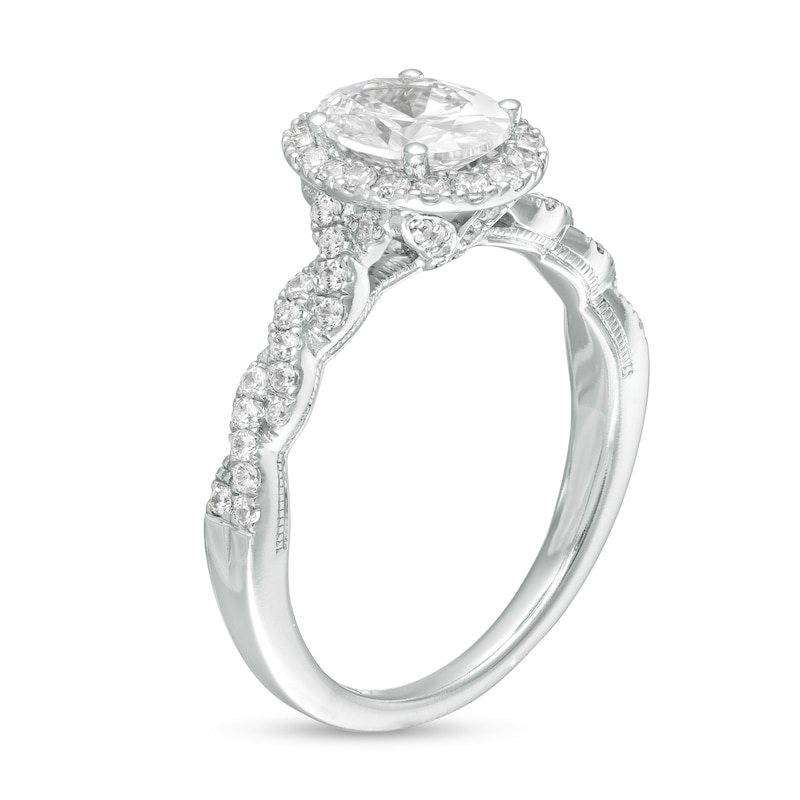 Main Image 3 of 1-3/8 CT. T.W. GIA-Graded Oval Diamond Frame Vintage-Style Engagement Ring in 14K White Gold (I/SI2)