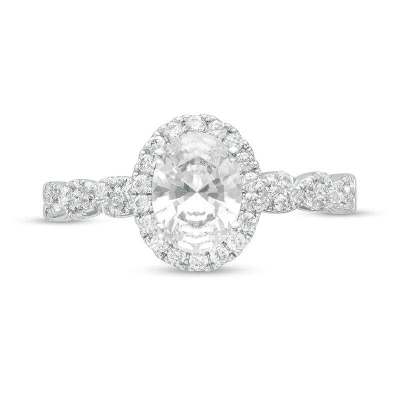 Main Image 4 of 1-3/8 CT. T.W. GIA-Graded Oval Diamond Frame Vintage-Style Engagement Ring in 14K White Gold (I/SI2)