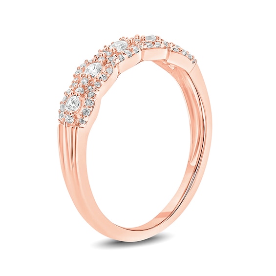 1/3 CT. T.w. Diamond Frame Trios Anniversary Ring in 10K Rose Gold