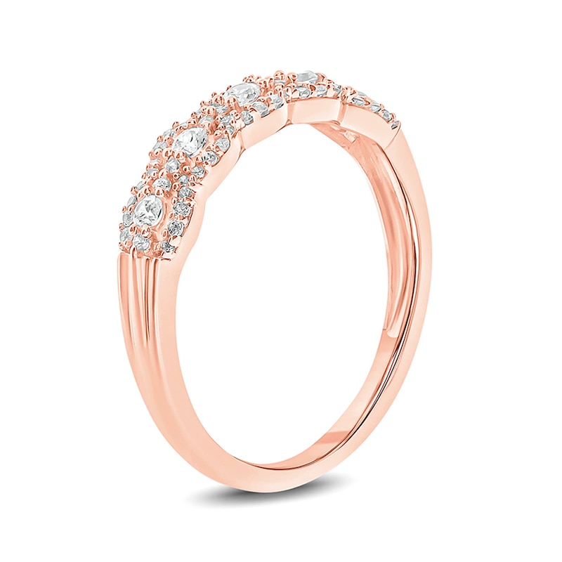 1/3 CT. T.W. Diamond Frame Trios Anniversary Ring in 10K Rose Gold