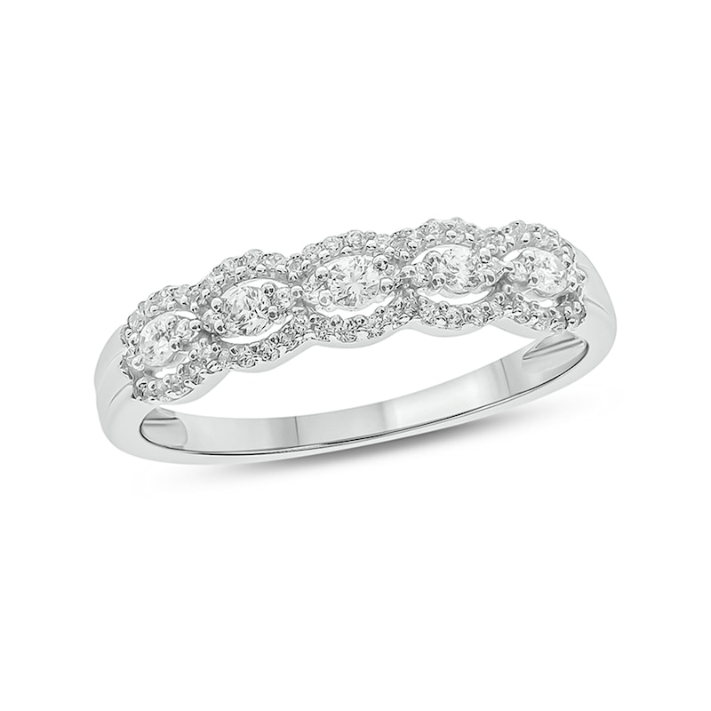 Main Image 1 of 1/3 CT. T.W. Diamond Frame Trios Anniversary Ring in 10K White Gold