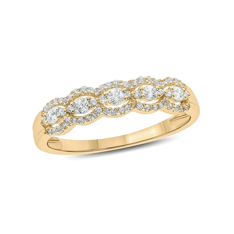 Main Image 1 of 1/3 CT. T.W. Diamond Frame Trios Anniversary Ring in 10K Gold