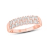 Thumbnail Image 1 of 1/2 CT. T.W. Baguette and Round Diamond Alternating Rows Anniversary Ring in 10K Rose Gold