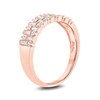 Thumbnail Image 2 of 1/2 CT. T.W. Baguette and Round Diamond Alternating Rows Anniversary Ring in 10K Rose Gold