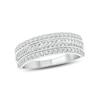 1/2 CT. T.W. Baguette and Round Diamond Slant Stripe Anniversary Band in 10K White Gold