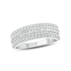 Thumbnail Image 1 of 1/2 CT. T.W. Baguette and Round Diamond Slant Stripe Anniversary Band in 10K White Gold