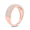 Thumbnail Image 1 of 1/2 CT. T.W. Baguette and Round Diamond Slant Stripe Anniversary Band in 10K Rose Gold