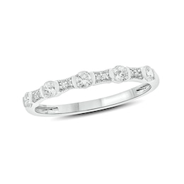 1/3 CT. T.W. Diamond Vintage-Style Stack Anniversary Band in 10K White Gold