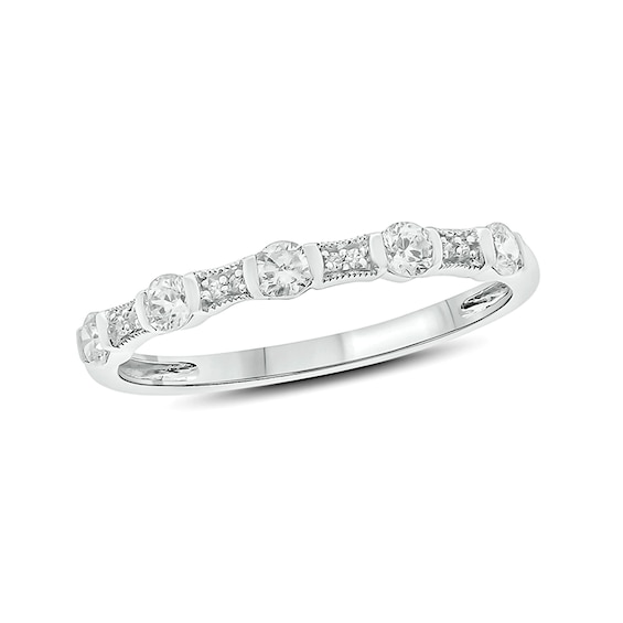 1/3 CT. T.w. Diamond Vintage-Style Stack Anniversary Band in 10K White Gold