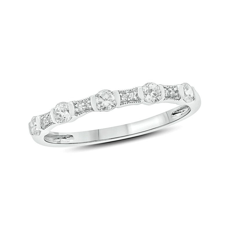 1/3 CT. T.W. Diamond Vintage-Style Stack Anniversary Band in 10K White Gold