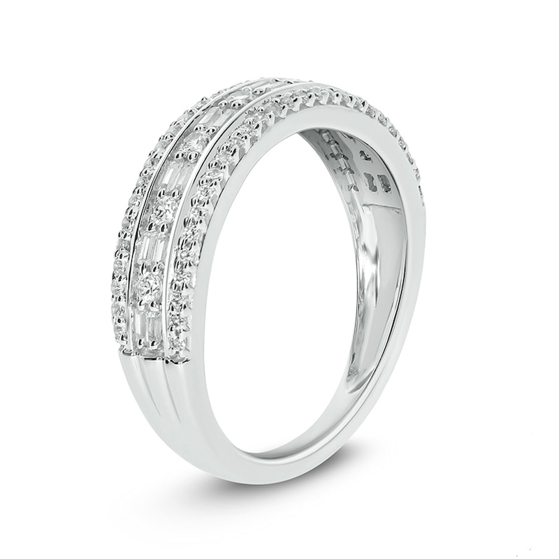 Main Image 2 of 1/2 CT. T.W. Baguette and Round Diamond Vintage-Style Anniversary Band in 10K White Gold