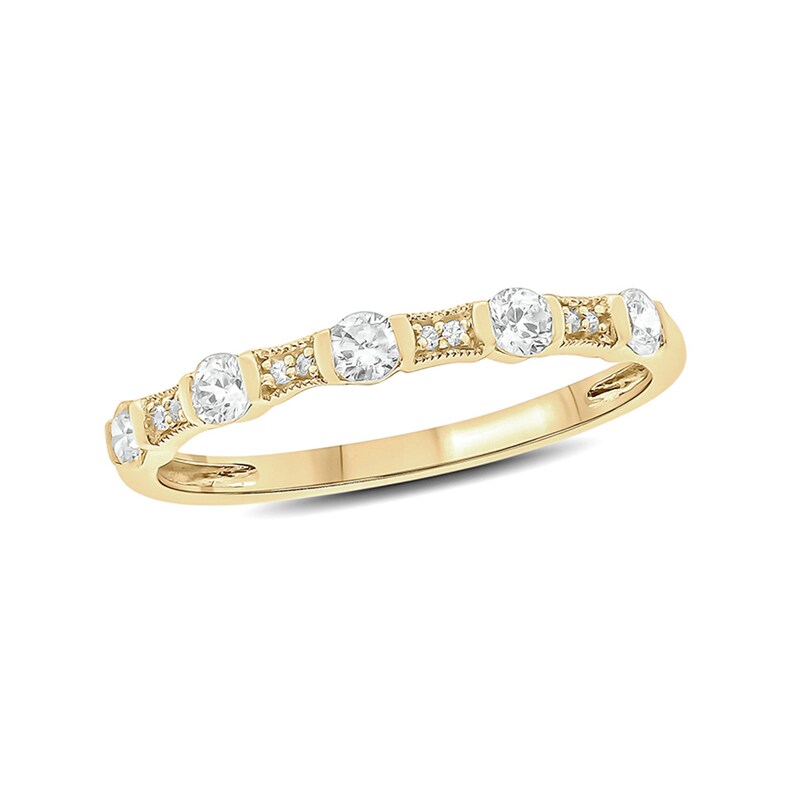 Main Image 1 of 1/3 CT. T.W. Diamond Vintage-Style Stack Anniversary Band in 10K Gold