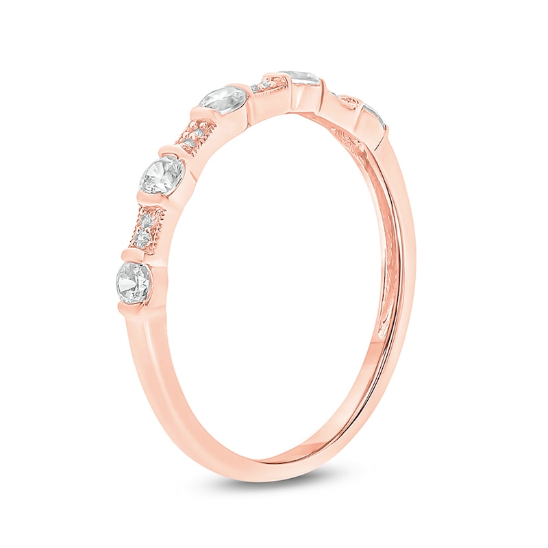 Main Image 2 of 1/3 CT. T.W. Diamond Vintage-Style Stack Anniversary Band in 10K Rose Gold