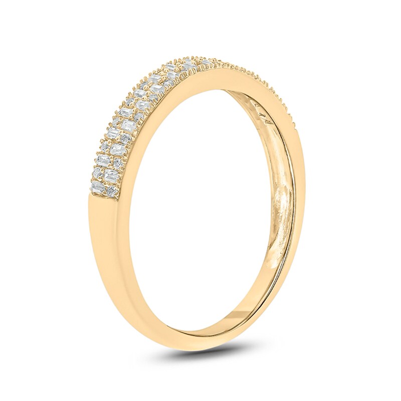 Main Image 2 of 1/5 CT. T.W. Baguette and Round Diamond Double Row Anniversary Band in 10K Gold