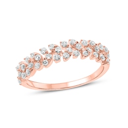 1/2 CT. T.W. Diamond Leafy Vine Anniversary Ring in 10K Rose Gold