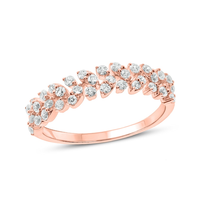 Main Image 1 of 1/2 CT. T.W. Diamond Leafy Vine Anniversary Ring in 10K Rose Gold
