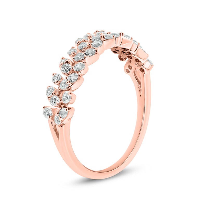 Main Image 2 of 1/2 CT. T.W. Diamond Leafy Vine Anniversary Ring in 10K Rose Gold