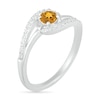 4.0mm Citrine and Lab-Created White Sapphire Bypass Swirl Frame Split Shank Ring in Sterling Silver