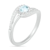 Thumbnail Image 2 of 4.0mm Aquamarine and Lab-Created White Sapphire Bypass Swirl Frame Split Shank Ring in Sterling Silver