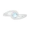 Thumbnail Image 3 of 4.0mm Aquamarine and Lab-Created White Sapphire Bypass Swirl Frame Split Shank Ring in Sterling Silver
