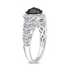 1 CT. T.W. Enhanced Black and White Diamond Tiered Shank Vintage-Style Engagement Ring in 10K White Gold