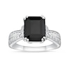 Thumbnail Image 1 of Emerald-Cut Black Onyx and White Topaz Collar Split Shank Ring in Sterling Silver