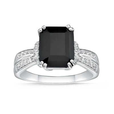 925 Sterling Silver Genuine White Topaz and Black Spinel Ring Multiple Sizes 3.23 Carat 
