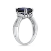 Thumbnail Image 2 of Emerald-Cut Blue and White Lab-Created Sapphire Collar Split Shank Ring in Sterling Silver