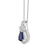 Thumbnail Image 1 of Pear-Shaped Blue Sapphire and 1/6 CT. T.W. Diamond Frame Doorknocker Pendant in 10K White Gold