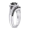 Thumbnail Image 3 of 1-1/2 CT. T.W. Black and White Diamond Cushion Frame Bridal Set in 10K White Gold