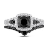 Thumbnail Image 4 of 1-1/2 CT. T.W. Black and White Diamond Cushion Frame Bridal Set in 10K White Gold