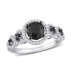 2 CT. T.W. Enhanced Black and White Diamond Frame Five Stone Engagement Ring in 10K White Gold