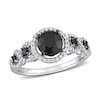 Thumbnail Image 1 of 2 CT. T.W. Enhanced Black and White Diamond Frame Five Stone Engagement Ring in 10K White Gold
