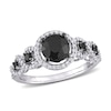 Thumbnail Image 0 of 2 CT. T.W. Enhanced Black and White Diamond Frame Five Stone Engagement Ring in 10K White Gold