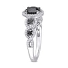 Thumbnail Image 2 of 2 CT. T.W. Enhanced Black and White Diamond Frame Five Stone Engagement Ring in 10K White Gold