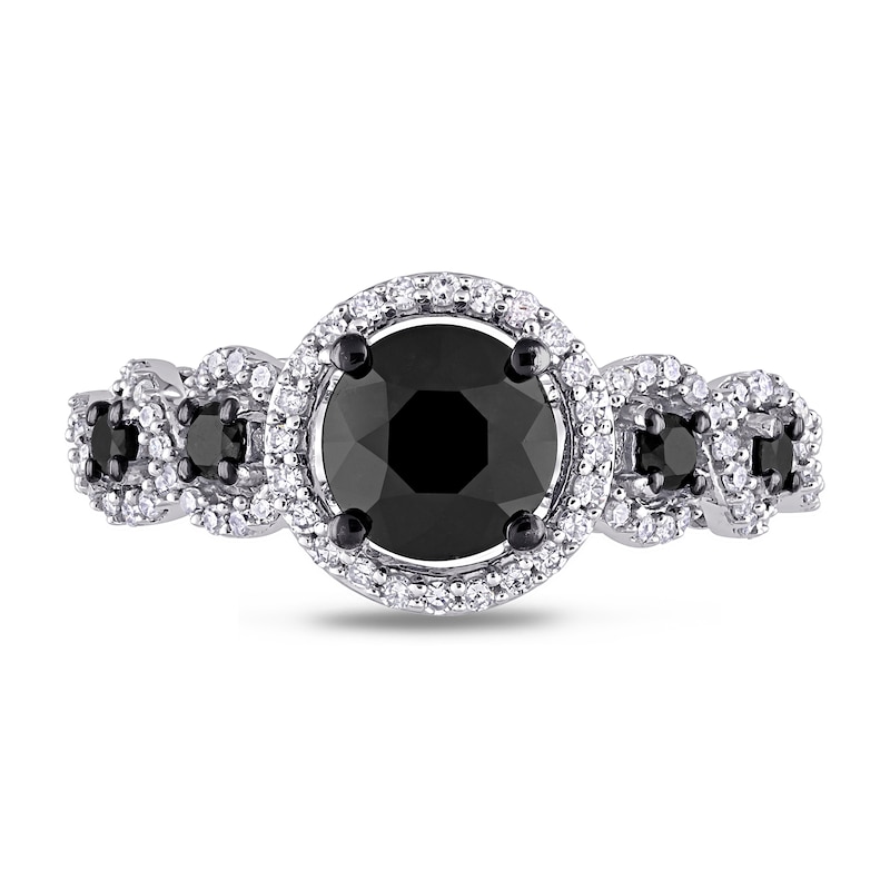 2 CT. T.W. Enhanced Black and White Diamond Frame Five Stone Engagement Ring in 10K White Gold