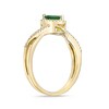 Pear-Shaped Emerald and 1/8 CT. T.W. Diamond Frame Twist Shank Ring in 10K Gold