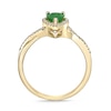 Pear-Shaped Emerald and 1/8 CT. T.W. Diamond Frame Twist Shank Ring in 10K Gold