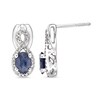 Oval Blue Sapphire and 1/5 CT. T.W. Diamond Infinity Drop Earrings in 10K White Gold
