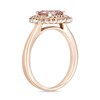 6.0mm Cushion-Cut Morganite and 1/4 CT. T.W. Diamond Starburst Double Frame Ring in 10K Rose Gold