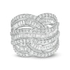 Thumbnail Image 1 of 2 CT. T.W. Baguette and Round Diamond Layered Overlay Ring in 10K White Gold