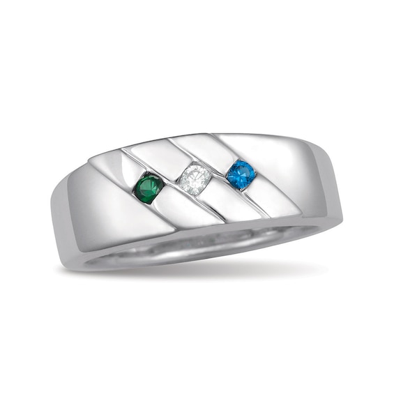 Birthstone Triple Row Slant Band by ArtCarved (3 Stones)