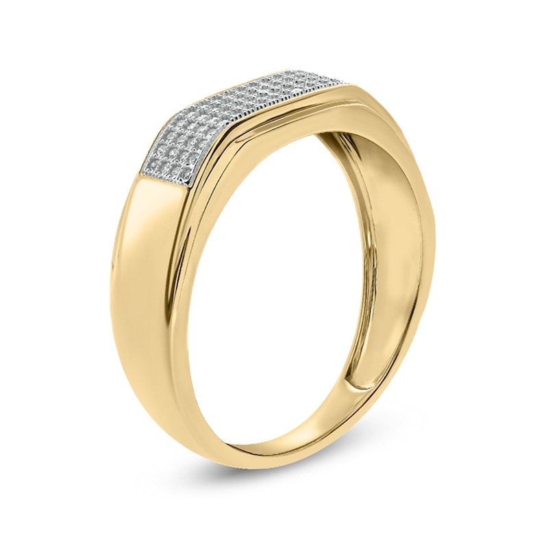 Main Image 2 of 1/3 CT. T.W. Diamond Squared Wedding Band in 10K Gold