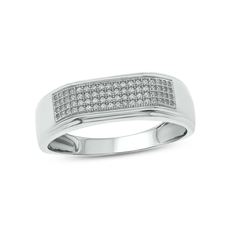Main Image 1 of 1/3 CT. T.W. Diamond Squared Wedding Band in 10K White Gold